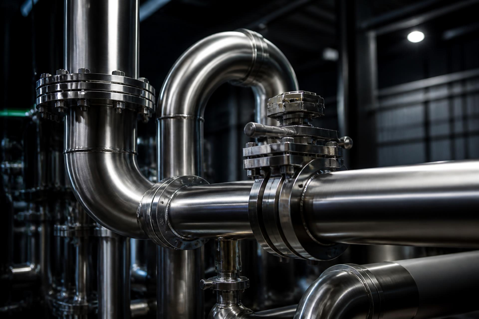Precision stainless steel process pipework in a fabrication facility